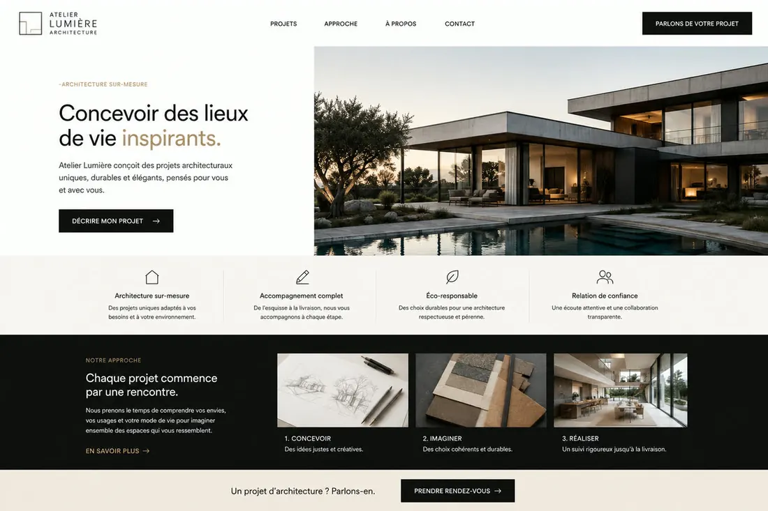 Exemple de site web créé par Studio MOZAYK